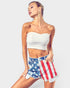 American Flag Distressed Denim Shorts