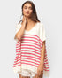Fuchsia Striped Oversized Knit Top