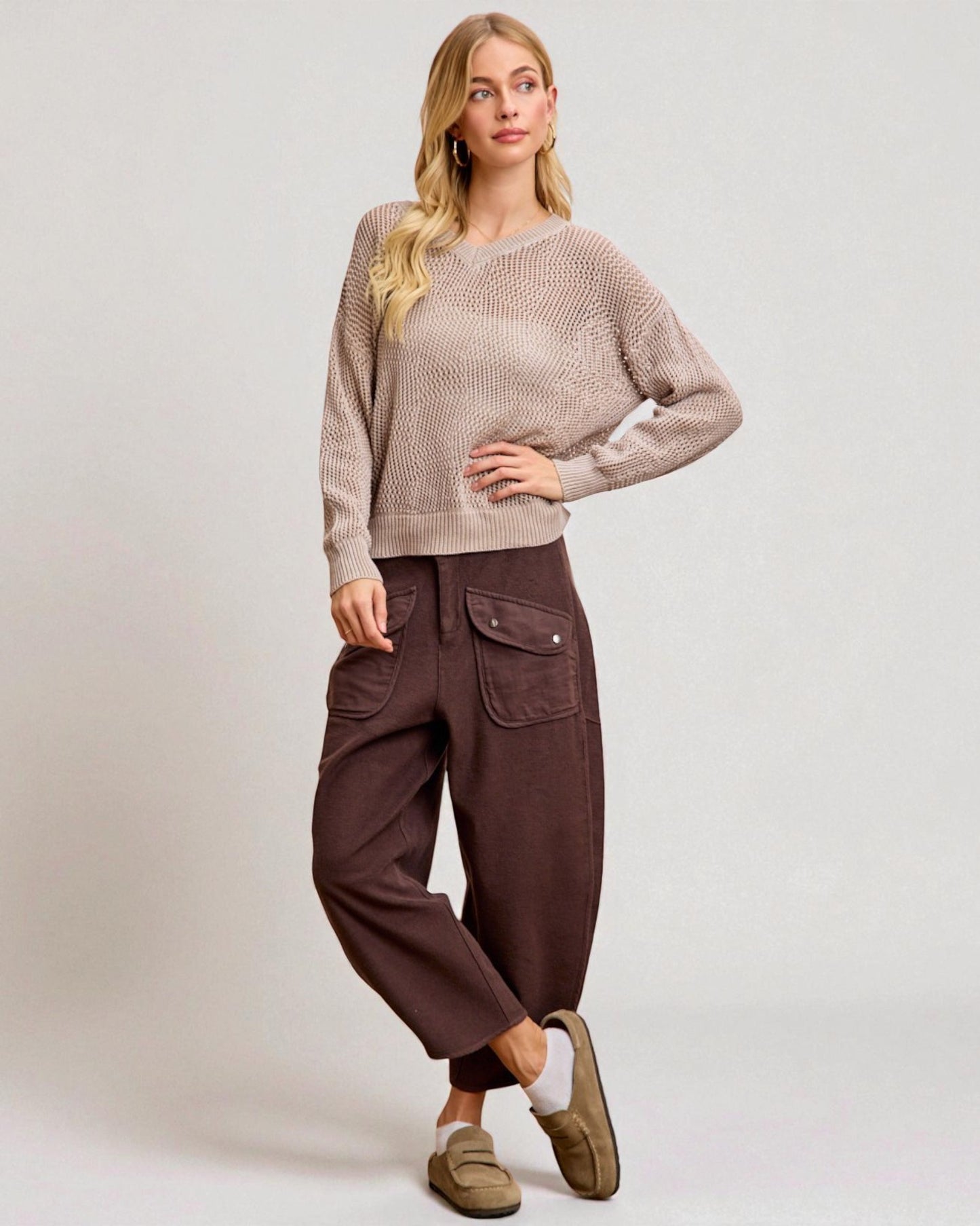 Chocolate Wide Leg Cargo Lounge Pants