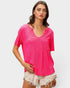 Hot Pink Textured Short Sleeve Top