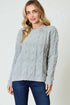 Light Gray Textured Cable Knit Sweater