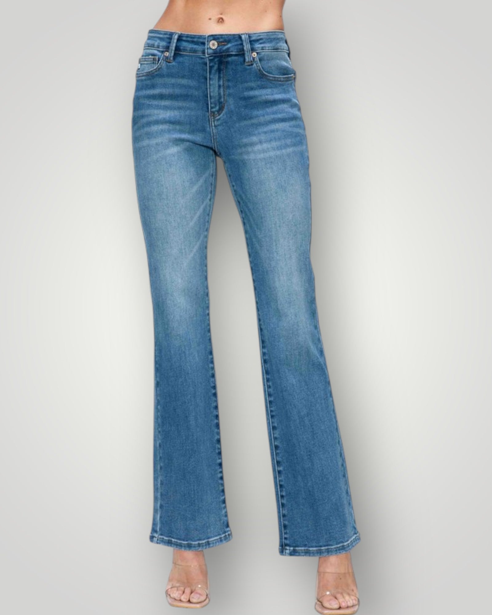Blue jeans on a plain background