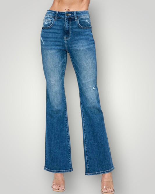 Blue jeans on a plain background