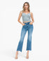 Medium Wash Mid Rise Crop Flare Jeans