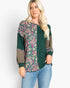 T-shirt à imprimé floral et coutures apparentes en vert chasseur