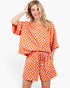 Orange Checkerboard Top and Shorts Set