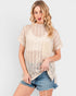 Blusa de crochet transparente con cuello alto en color avena