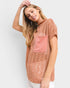 Blusa de crochet transparente con cuello alto en color óxido
