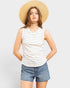 Camiseta de tirantes con cuello redondo y rayas en color marfil