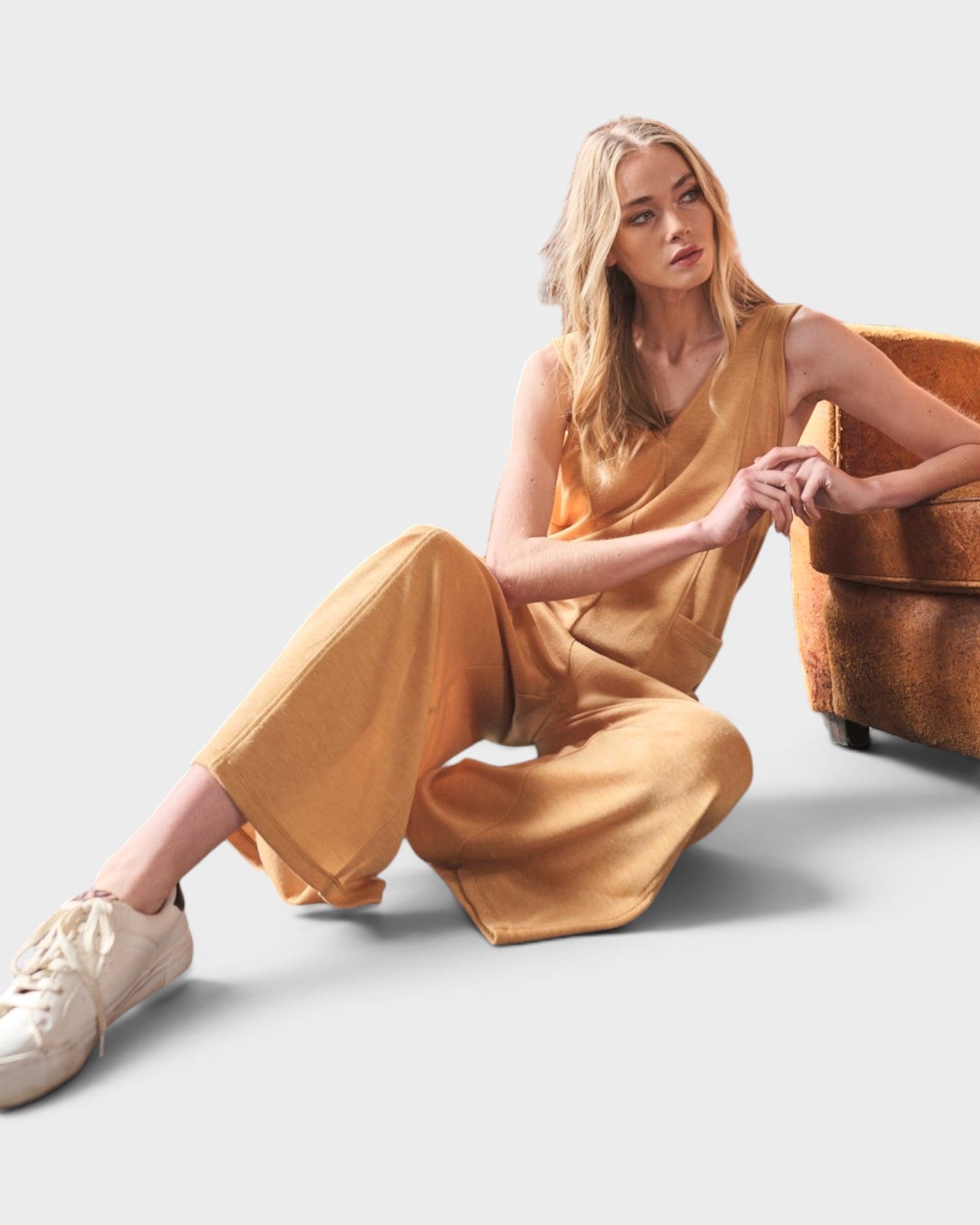 Mustard Wide-Leg Pocket Jumpsuit