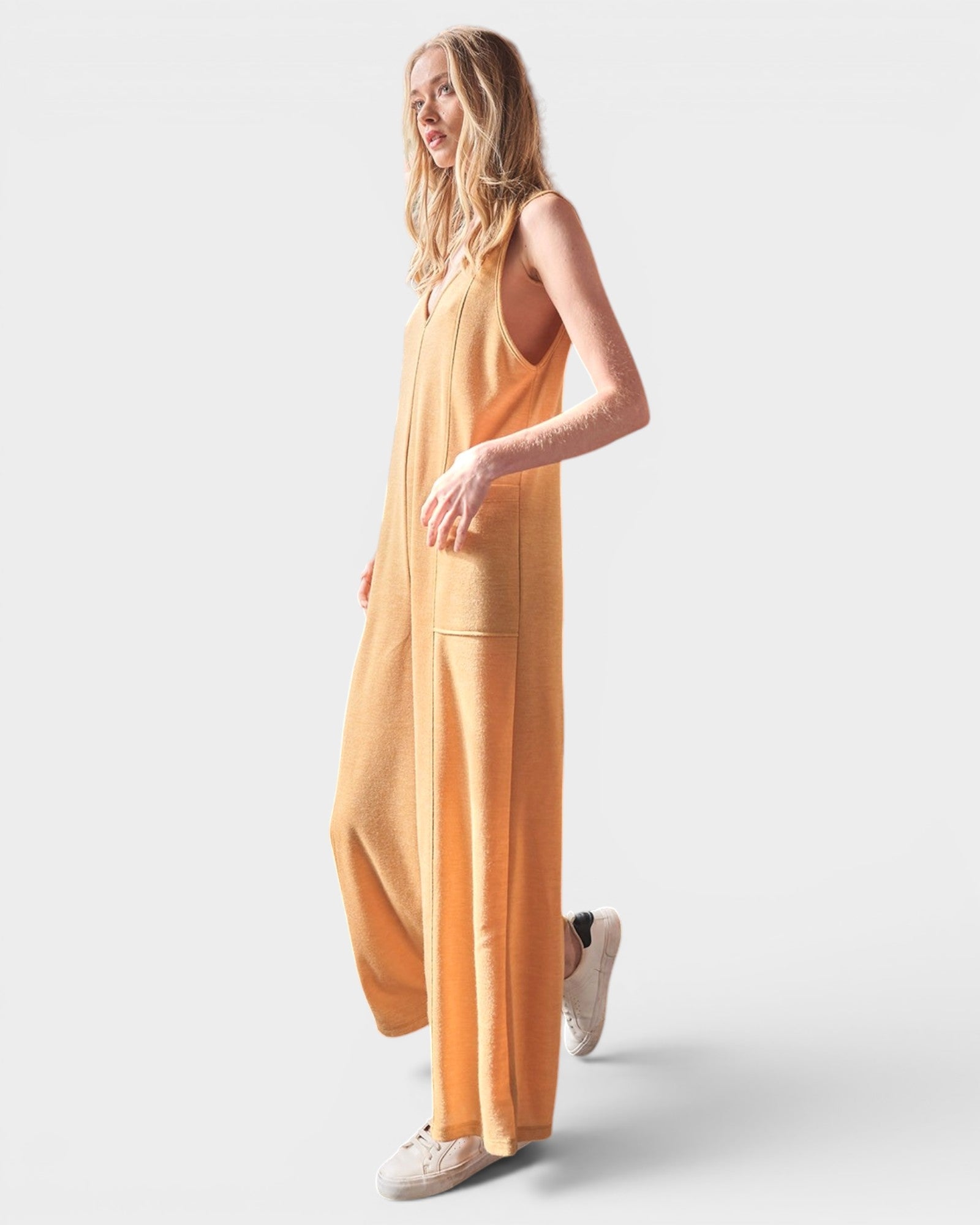 Mustard Wide-Leg Pocket Jumpsuit
