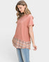 Marsala Plaid Hem Cotton Top