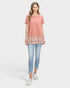 Marsala Plaid Hem Cotton Top