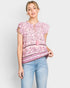 Blusa con volantes en las mangas y estampado floral en color rosa