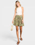 Falda pantalón con cintura fruncida y estampado floral verde