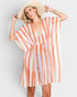 Vestido playero de rayas de media manga en color naranja