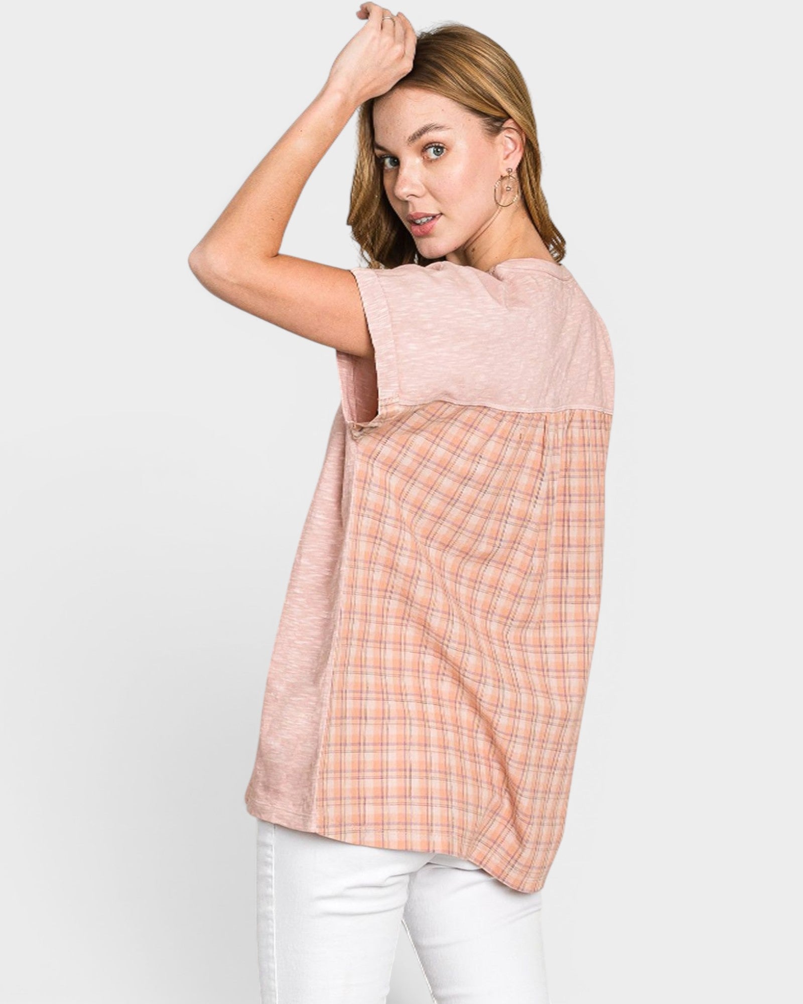 Mauve Plaid Back Cotton Top