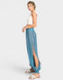 Pantalones de baño fruncidos a rayas en color aguamarina