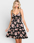 Black Floral Tie Front Mini Dress