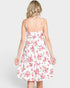 Vestido camisero corto sin mangas con volantes florales en color marfil