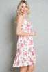 White & Pink Floral Empire Mini Dress