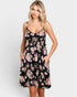 Black Floral Tie Front Mini Dress