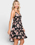 Black Floral Tie Front Mini Dress