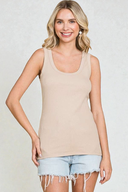 Sand Ribbed Scoop Neck Tank