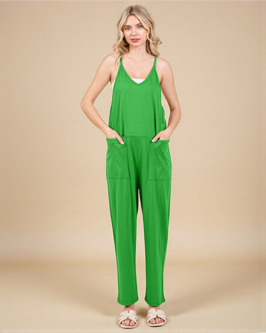 Mono sin mangas con bolsillos en verde fresco