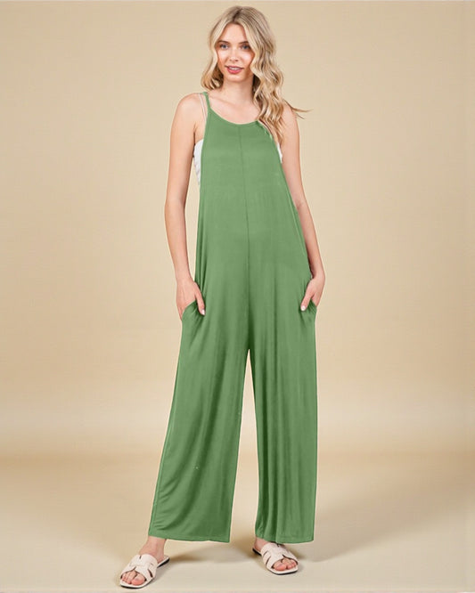 Combinaison ample sans manches avec poches en marbre vert