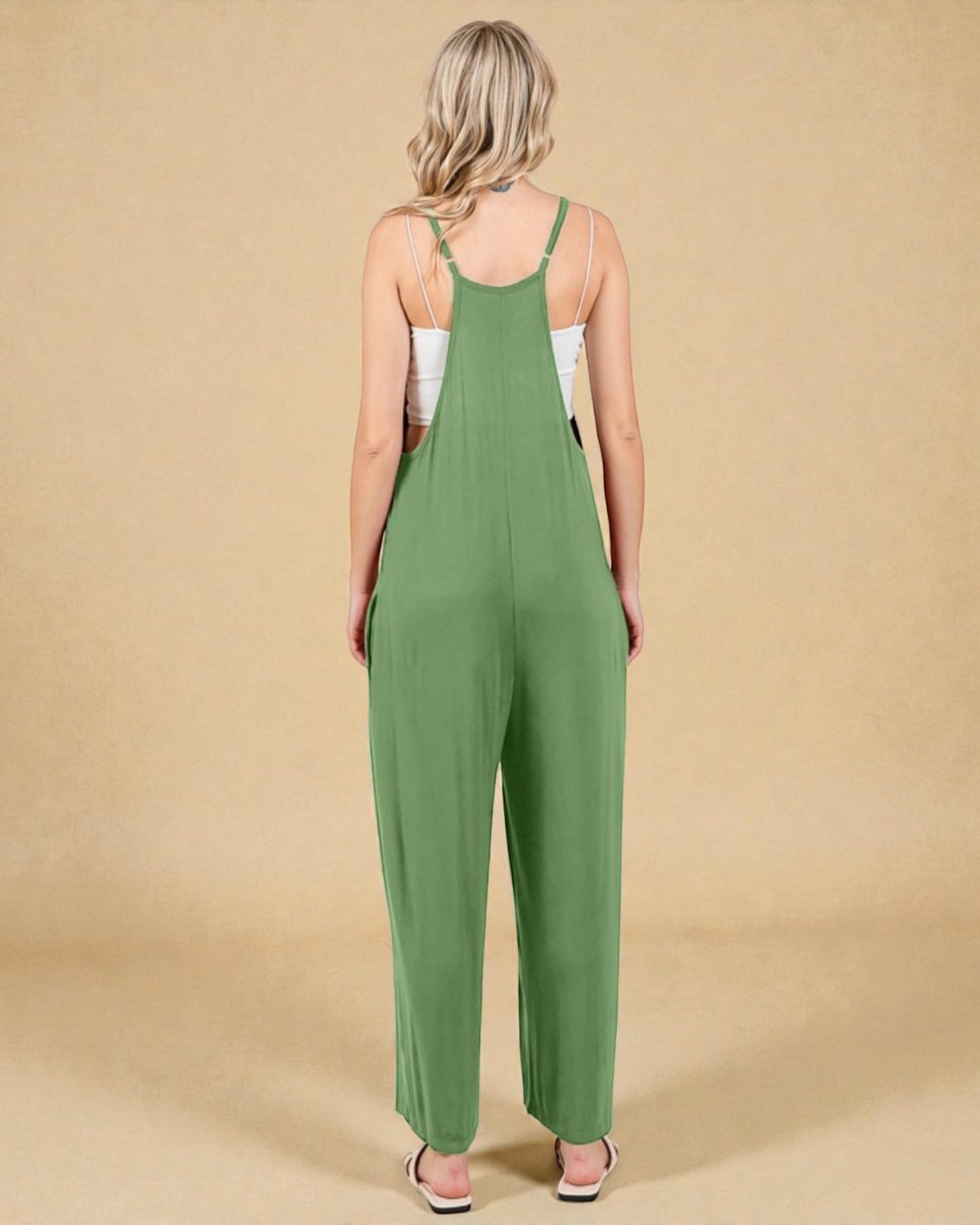 Combinaison ample sans manches avec poches en marbre vert