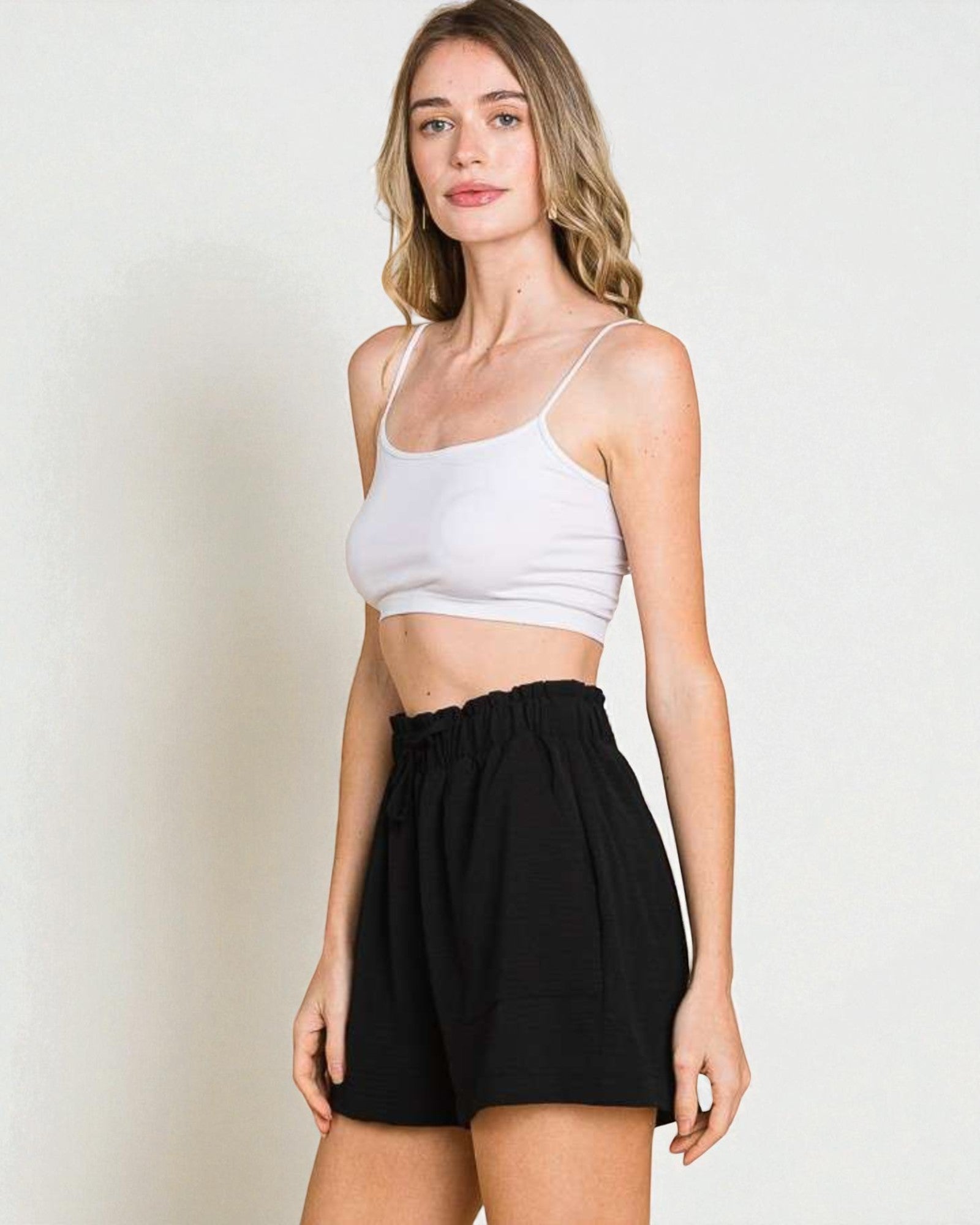 Black Drawstring Pocket Shorts