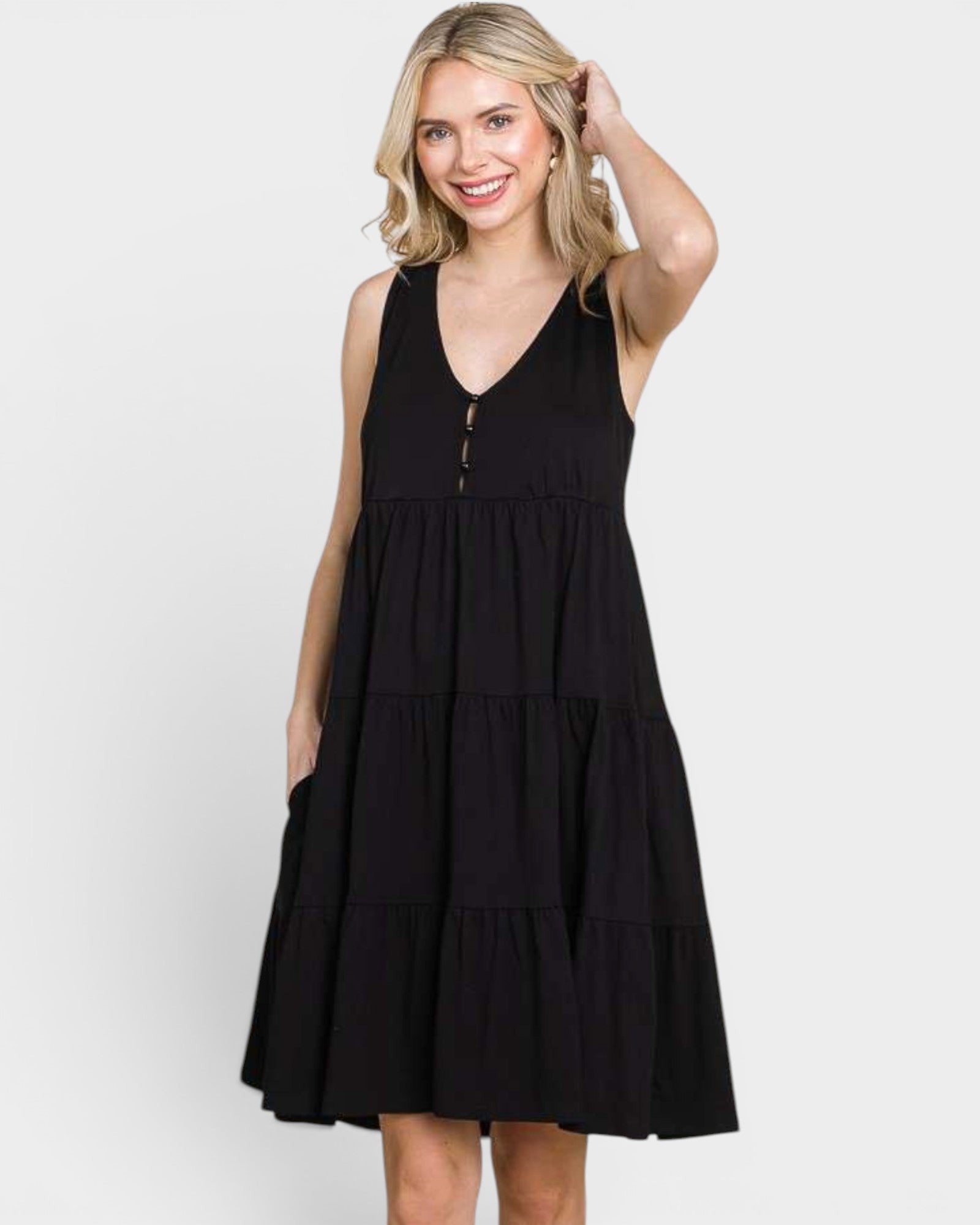 Black Tiered Sleeveless Dress