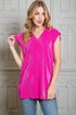 Tunique à capuche et manches courtes en fuchsia