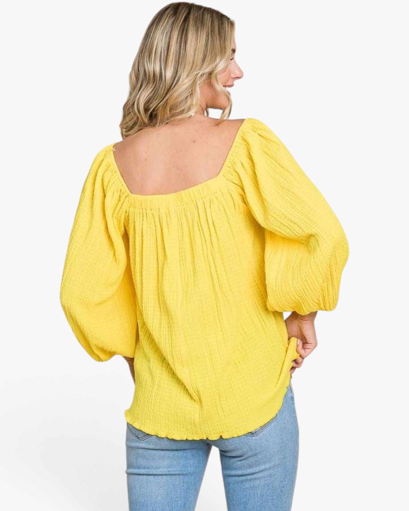 Lemonade Square Neck Balloon Sleeve Top