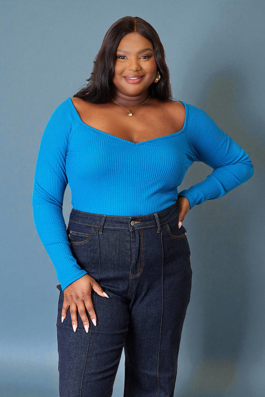 Cobalt Ribbed Off-Shoulder Back-Tie Top