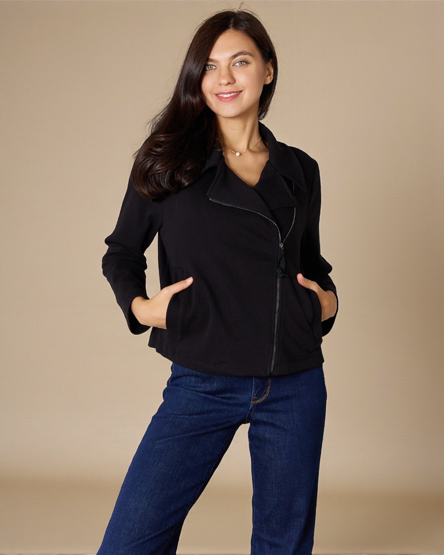 Black Asymmetrical Zip Jacket