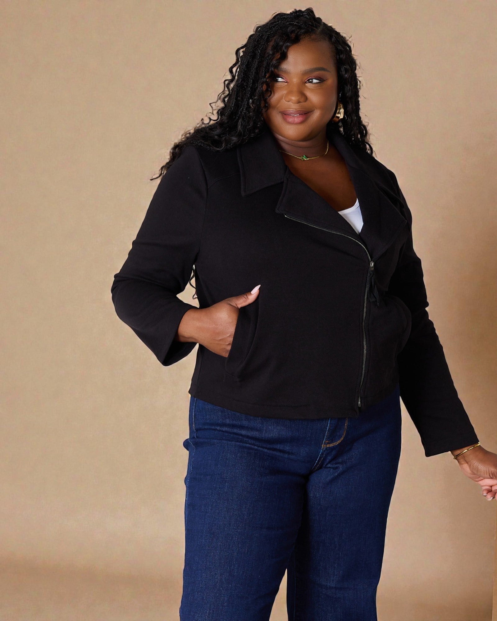 Veste zippée noire avec poches