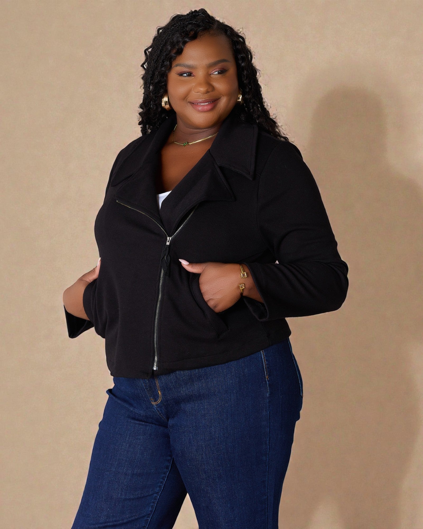 Veste zippée noire avec poches
