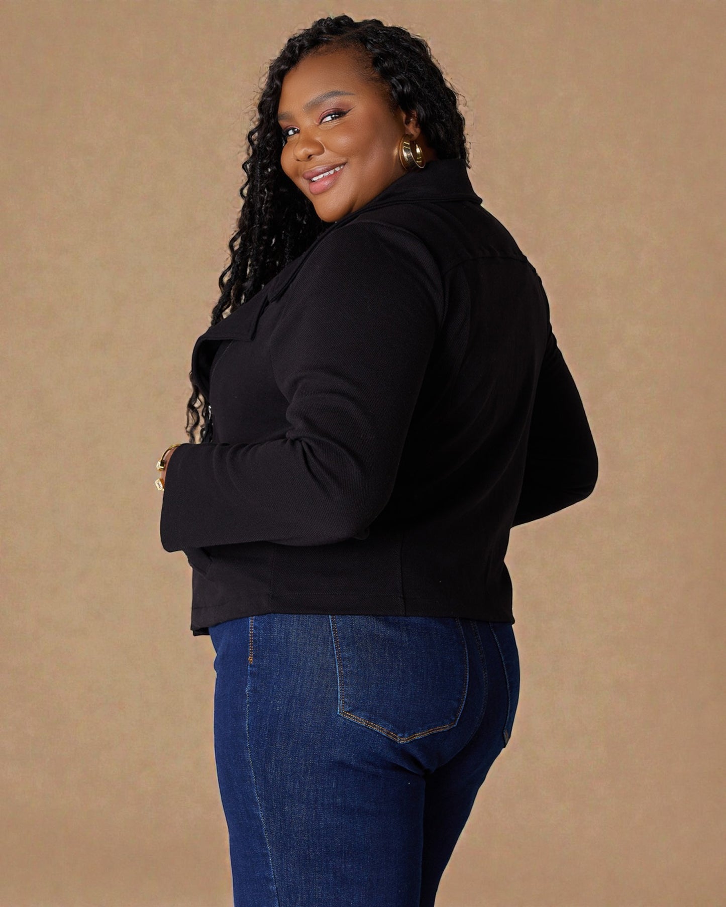 Black Asymmetrical Zip Jacket