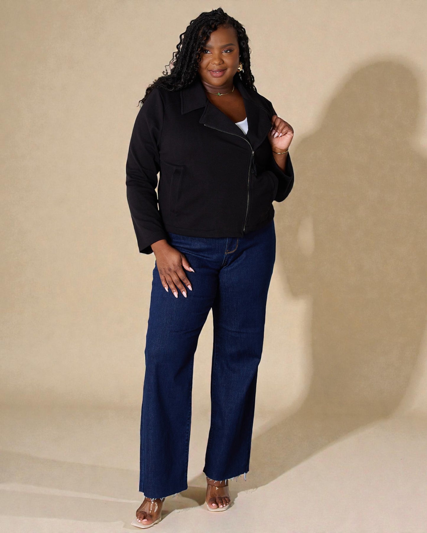 Black Asymmetrical Zip Jacket