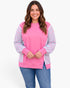 Plus Size Pink & Aqua Striped Sleeve Sweatshirt