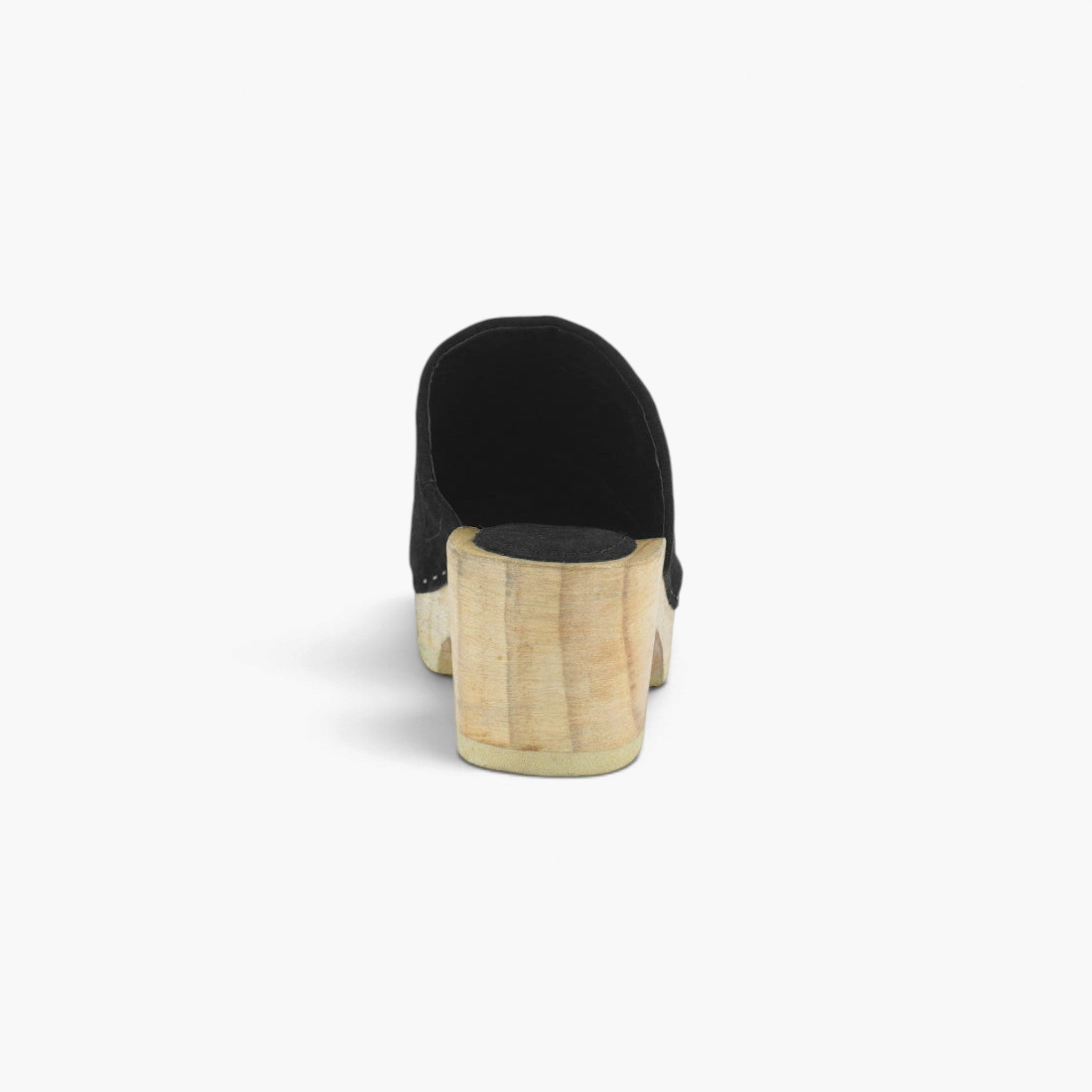 Genuine Suede Wooden Heel Clogs