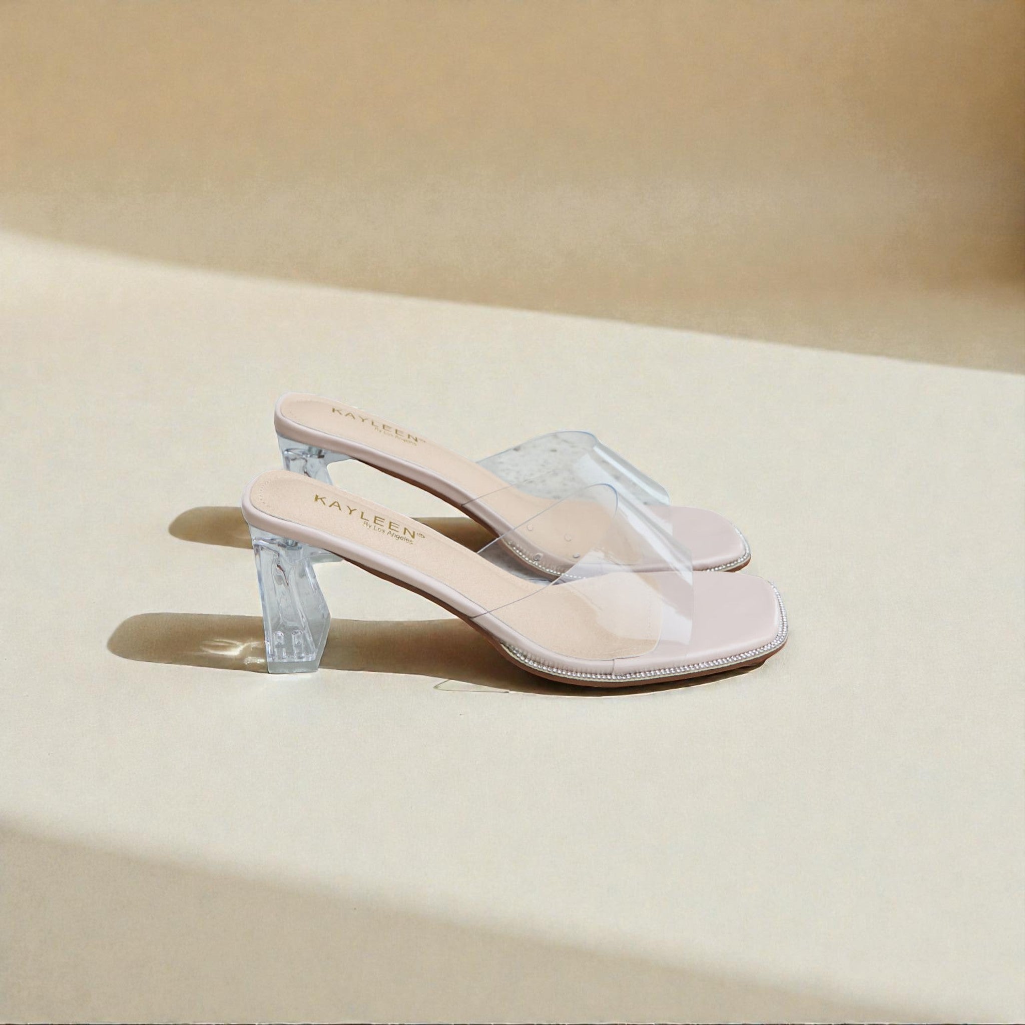Clear Strap Block Heel Mules