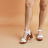 White Vegan Leather Platform Block Heel Sandals