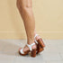 White Vegan Leather Platform Block Heel Sandals