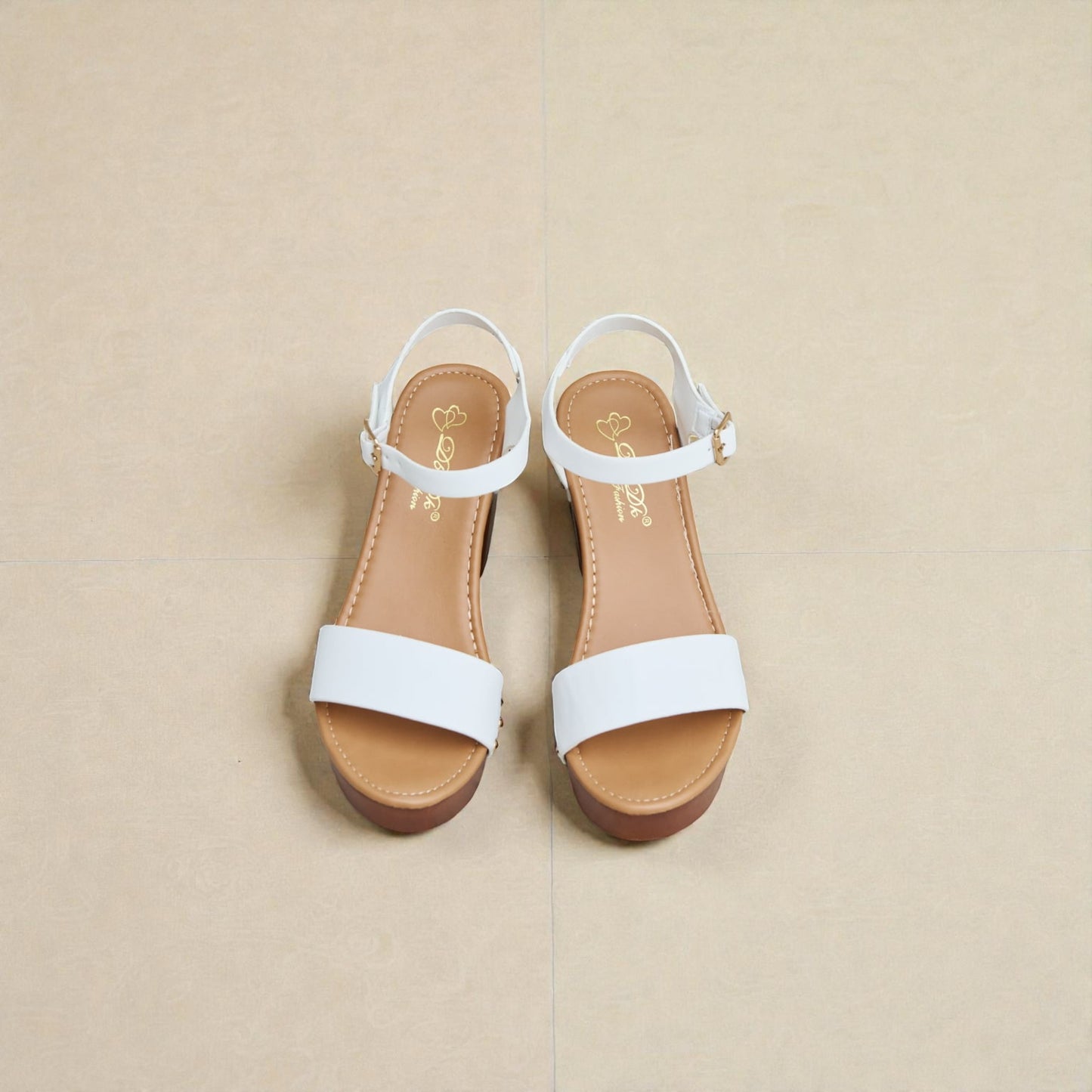 White Vegan Leather Platform Block Heel Sandals