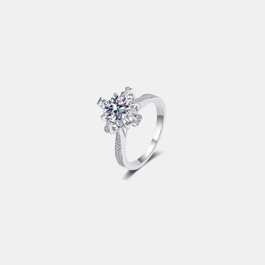 Silver 1 Carat Moissanite Solitaire Decorative Setting Ring
