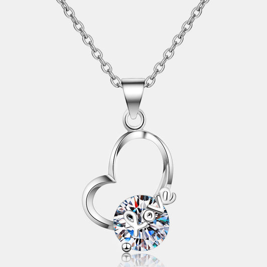 Silver 2 Carat Moissanite Heart Necklace