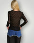 Black Sheer Bow Mesh Long Sleeve Top